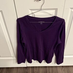Liz Claiborne Women's Purple V-Neck Top